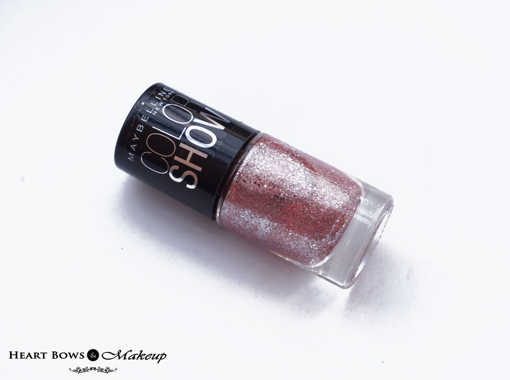Maybelline Glitter Mania Nail Polish Pink Champagne Review, Swatches & NOTD