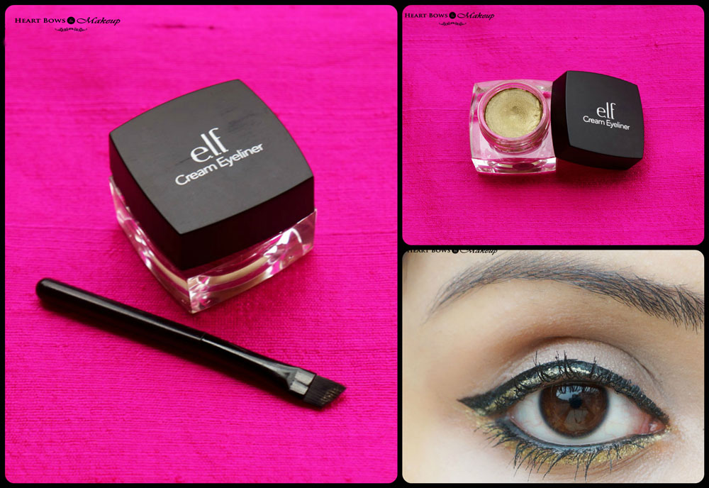 elf Cream Eyeliner Golden & Swatches - Heart Bows Makeup