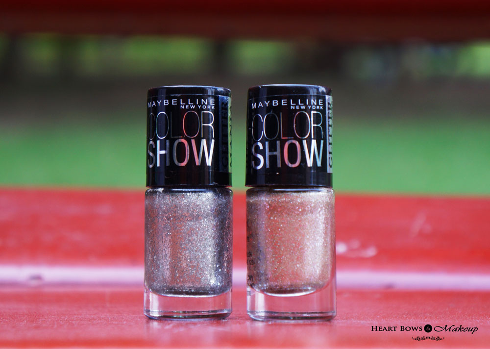 Maybelline Color Show Glitter Mania Nail Polishes Dazzling Diva & All That Glitters Review, Swatches & Price India