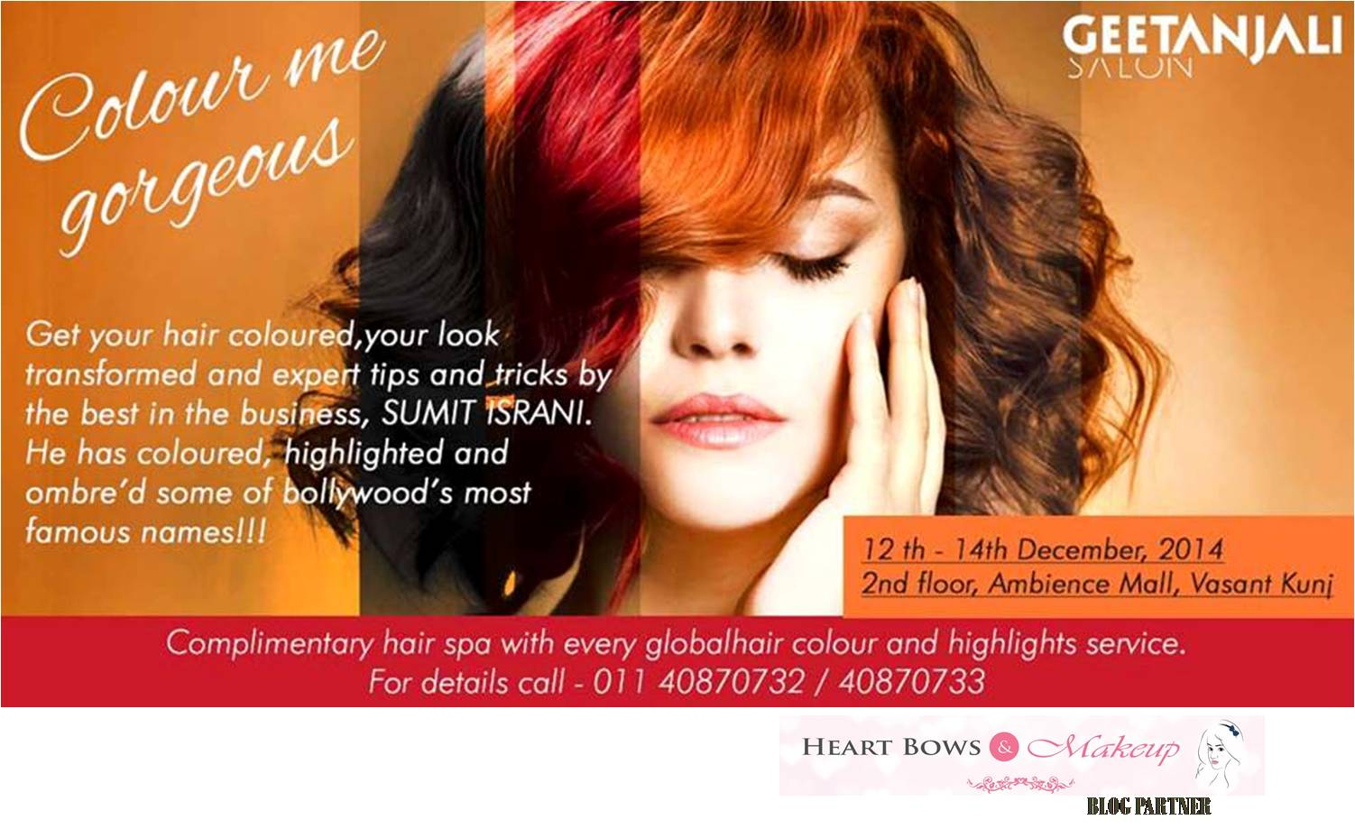 Win a Chance to Color Your Hair Gorgeous With Geetanjali Salon - Heart Bows  & Makeup