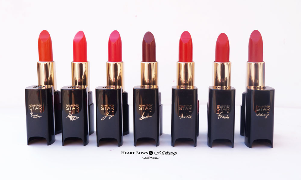 L'Oreal Collection Star Red Lipsticks Review, Swatches &amp; Shades (L-R) Pure Fire, Pure Vermeil, Pure Amaranthe, Pure Garnet, Pure Scarleto, Pure Rouge, Pure Brick