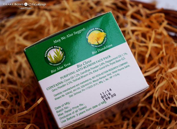 Biotique Purifying Anti Blemish Face Pack Ingredients & Review