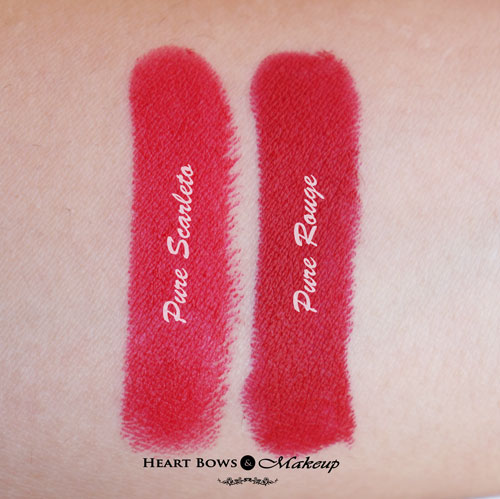 L'Oreal Paris Collection Star Red Lipstick Pure Scarleto Pure Rouge Swatches Review