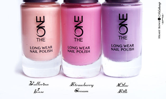 Oriflame The ONE Long Wear Nail Polish Ballerina Rose, Strawberry Cream & Lilac Silk Review & Swatches