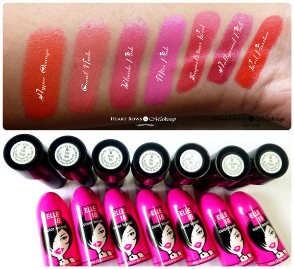 Best Lipsticks For College: Elle 18 Color Boost Lipstick Swatches, Shades & Review