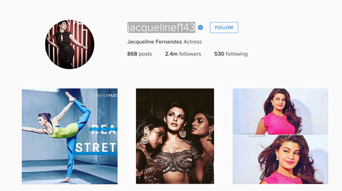Jacqueline Fernandez Instagram ID & Pictures