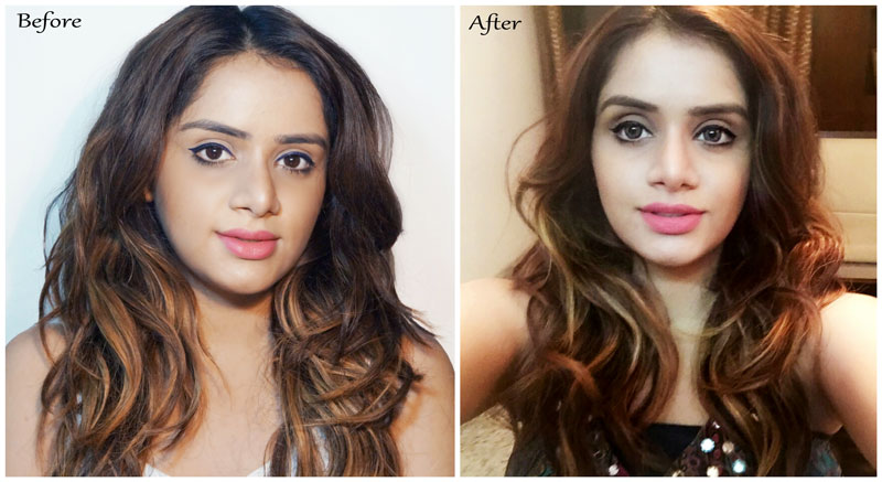 L’Oreal Paris Casting Creme Gloss Praline Brown Before & After.