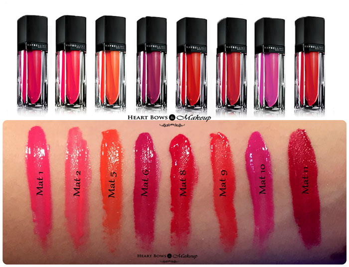 Vakman Ongedaan maken pianist Maybelline Velvet Matte Lipstick Swatches, Price & Buy Online India - Heart  Bows & Makeup