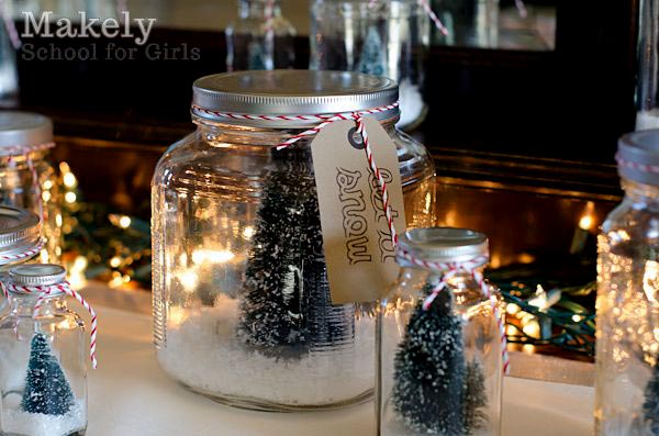 Christmas DIY Decorations Salt Snow Jar