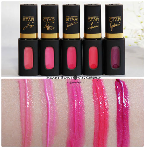 All L'Oreal Paris Collection Star Pink Lip Colors Review Swatches Katrina Sonam Julianne Gong Li Fan Bingbing