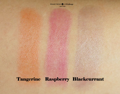 New Lakme Lip Love Lip Care Lip Balm Tangerine Raspberry Blackcurrant Swatches Review