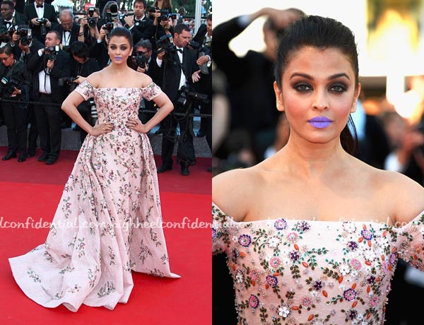 Aishwarya Rai Rami Kadi Cannes 2016 Purple Lips Pictures