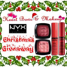 Heart Bows & Makeup Christmas Giveaway- Win Fabulous NYX Goodies! 2 Winners!