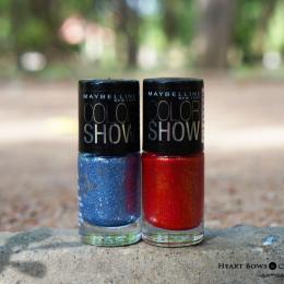 Maybelline Color Show Glitter Mania Bling On The Blue & Red Carpet Nail Polish Review