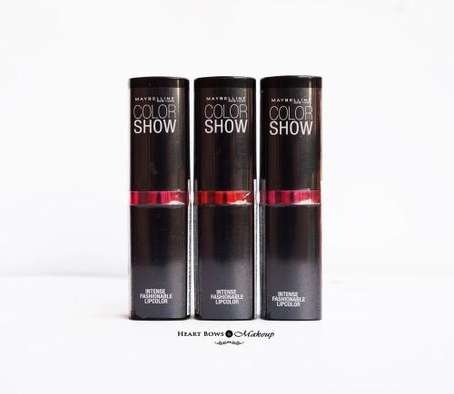 Maybelline Color Show Lipsticks Review & Swatches- Violet Fusion, Fuchsia Fantasy & Red Twilight Maybelline Color Show Lipsticks Review & Swatches- Violet Fusion, Fuchsia Fantasy & Red Twilight