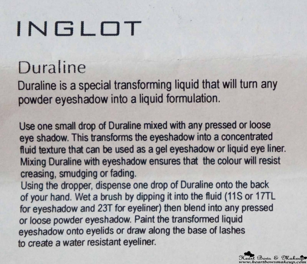 how to use Inglot Duraline 