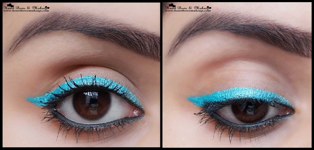 turquoise winged eyeliner indian eyemakeup