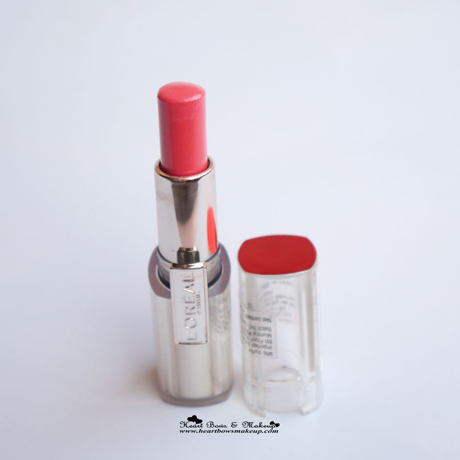 Loreal Rouge Caresse  Dating Coral Lipstick Review & Swatches India