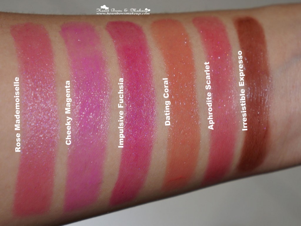 L'Oreal Rouge Caresse Lipstick Swatches Cheeky Magenta Impulsive Fuchsia Rose Mademoiselle Dating Coral Aphrodite Scarlet Irresistible Expresso L'Oreal Rouge Caresse Lipstick Swatches Cheeky Magenta Impulsive Fuchsia Rose Mademoiselle Dating Coral Aphrodite Scarlet Irresistible Expresso