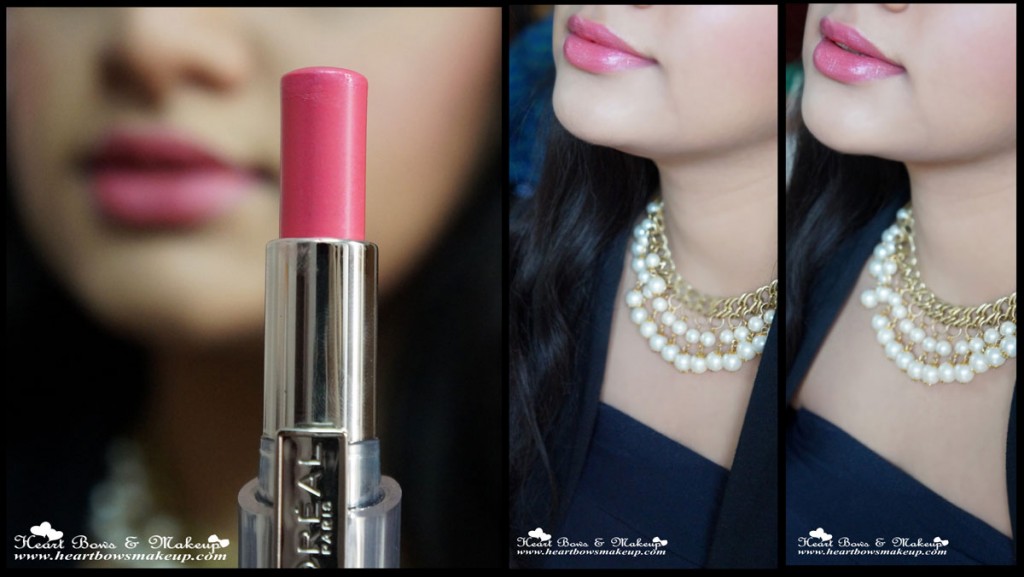 loreal rouge caresse lipstick rose mademoiselle on indian skin