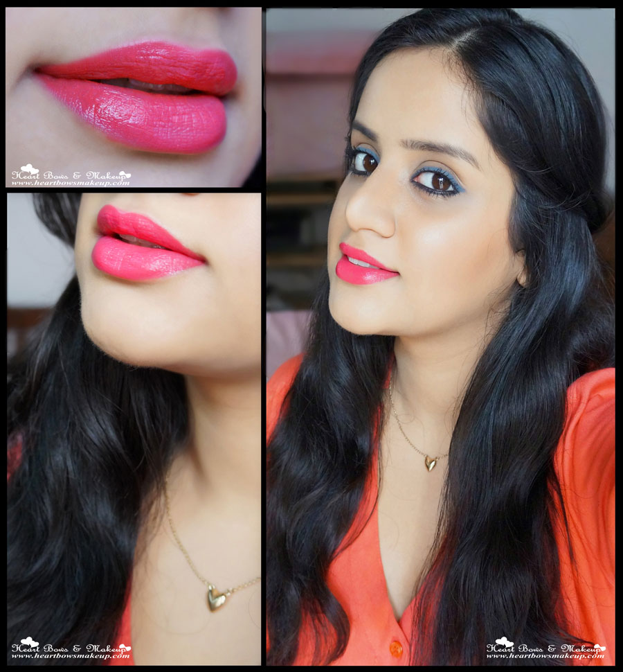 maybelline pink alert pow 4 review swatch lipswatch on indian skin, indian beauty blog