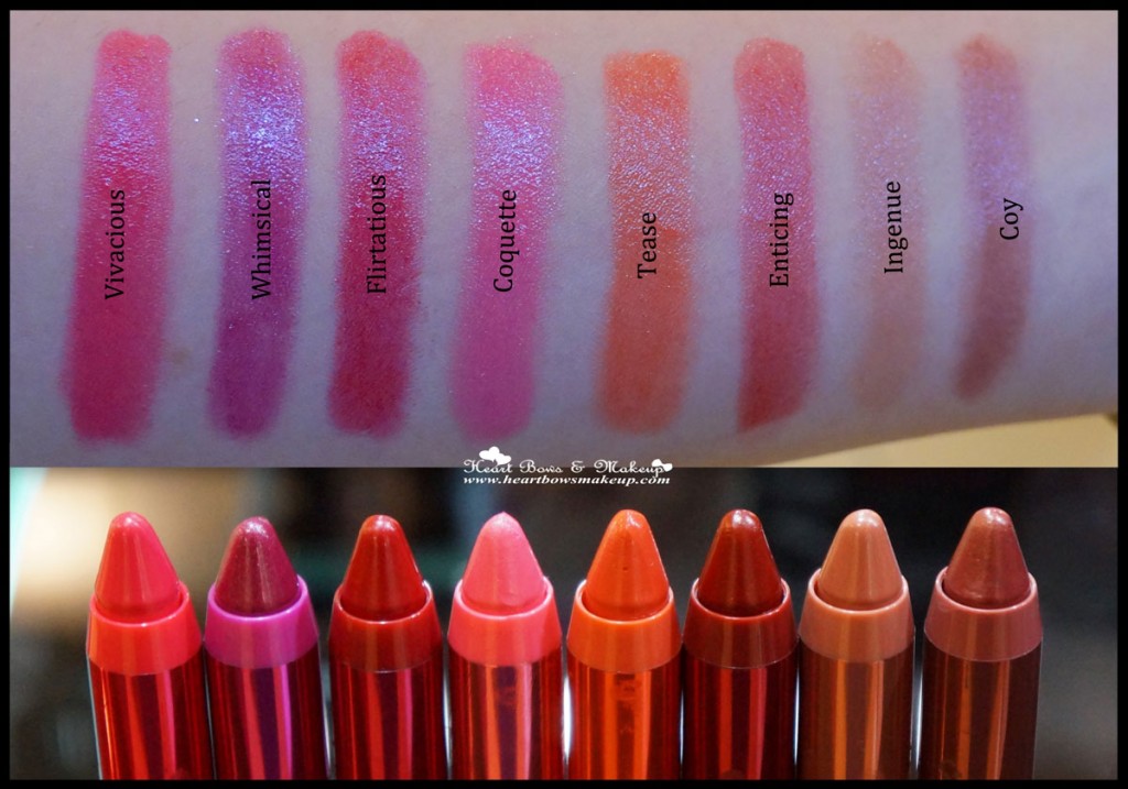 Revlon Colorburst Lacquer Balm Swatches Review Vivacious Whimsical Flirtatious Coquette Tease Enticing Ingenue Coy