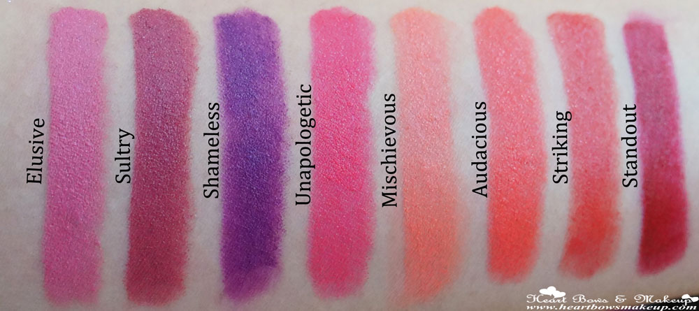 All Revlon Colorburst Matte Balm Review Swatches 205 Elusive 225 Sultry 215 Shameless 210 Unapologetic 235 Mischievous 245 Audacious 240 Striking 250 Standout 