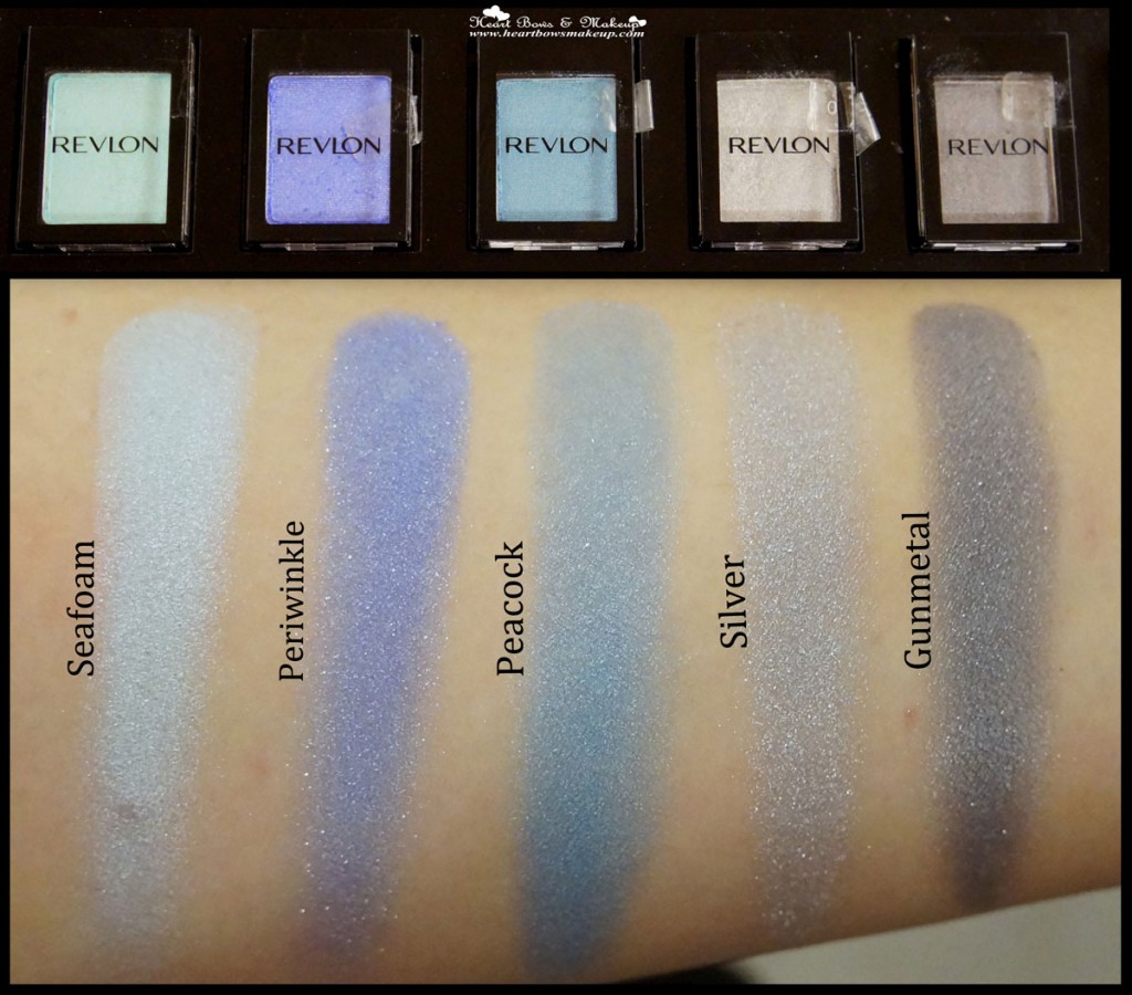 Revlon ColorStay Shadow Link Eyeshadow Seafoam Periwinkle Peacock Silver Gunmetal Review Swatches