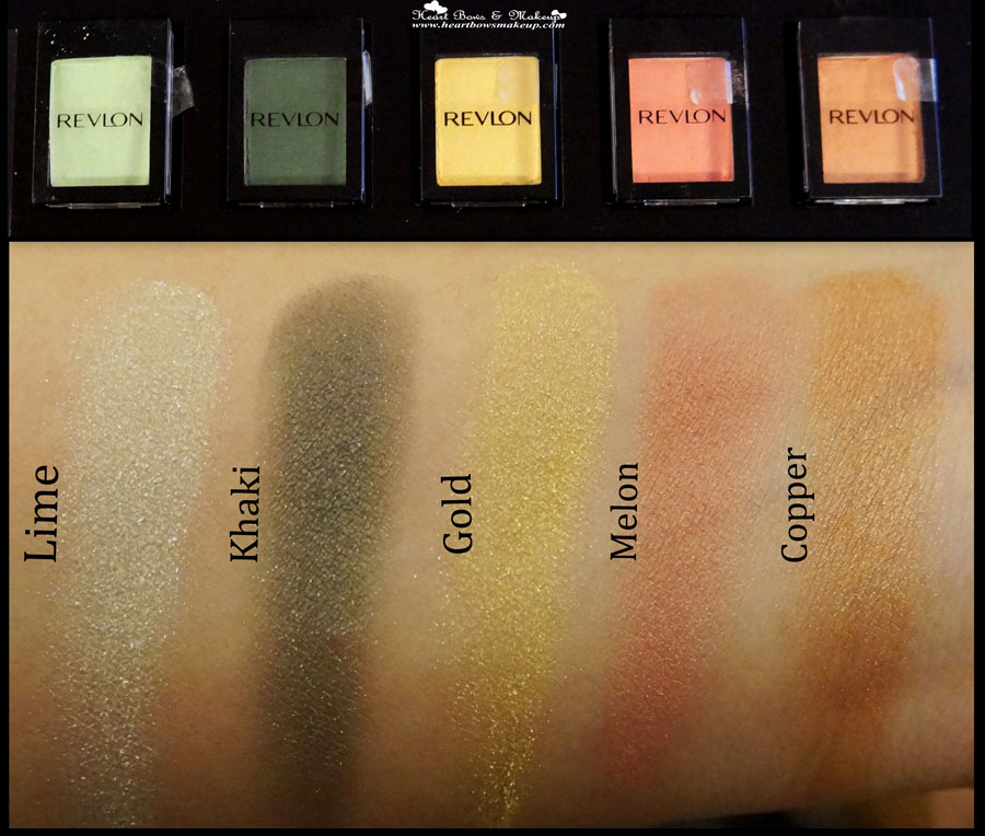 Revlon ColorStay Shadow Link Eyeshadow Lime Khaki Gold Melon Copper Review Swatches