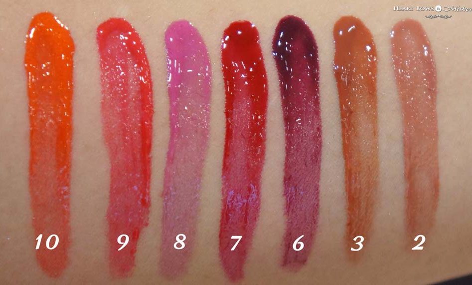 Deborah Milano Red Laque Lipstick/ Lipgloss Review & Swatches: #10, #9, #8, #7, #6, #3, #2