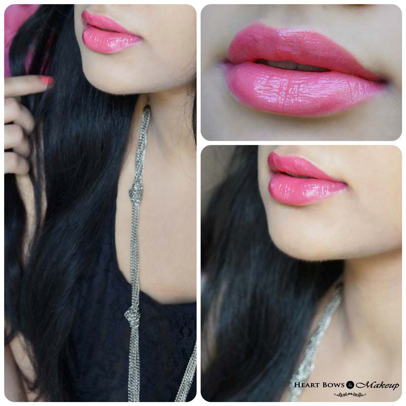 Lakme Absolute Gloss Addict Lipstick Pink Temptation Lip Swatches, LOTD & Review 