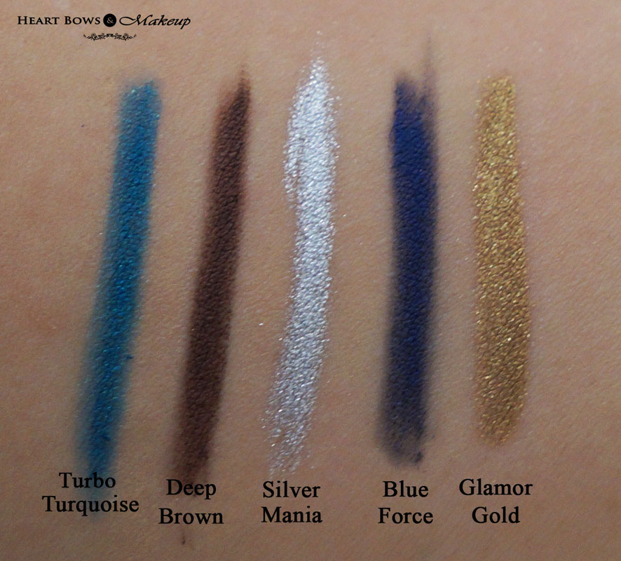 L'Oreal Super Liner Gelmatic Pen Review & Swatches: Turbo Turquoise, Deep Brown, Silver Mania, Blue Force, Glamor Gold