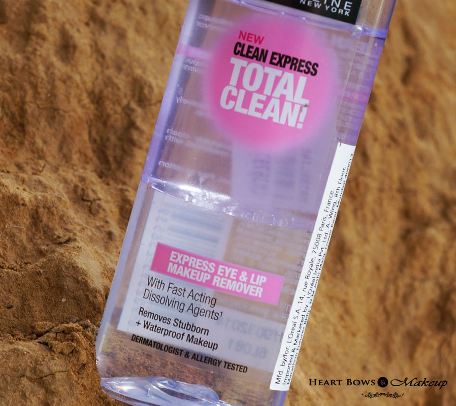 Maybelline Clean Express Total Clean Waterproof Eye & Lip Makeup Remover Review, Price & Buy Online India
