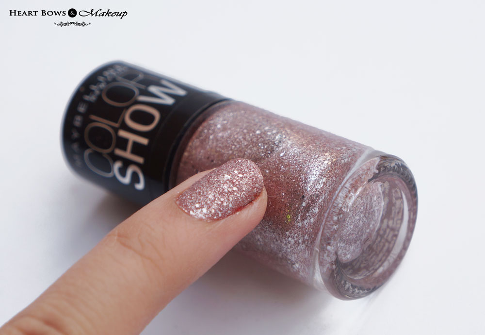 Maybelline Glitter Mania Pink Champagne Nail Polish Review, Swatches & NOTD