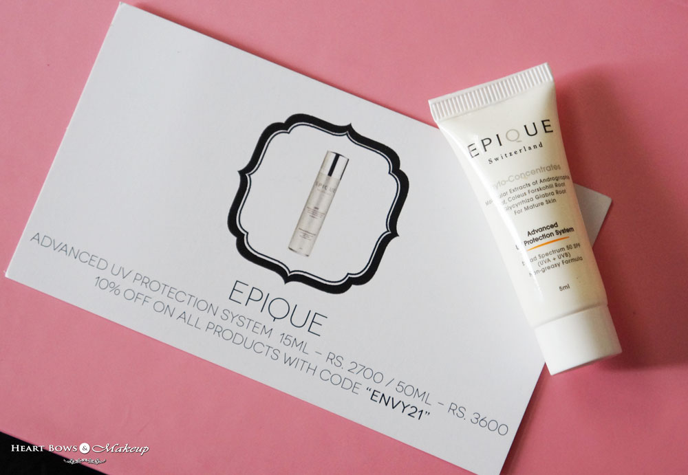 August My Envy Box August Review & Products: Epique Advanced UV Protection System