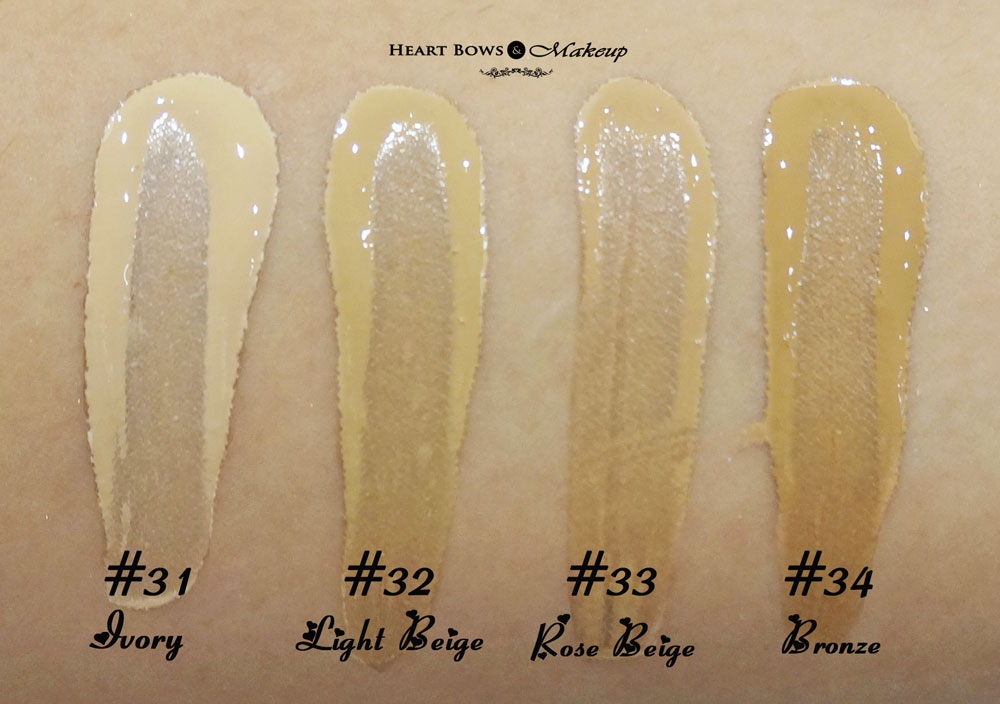 Bourjois 123 Perfect CC Cream Review & Swatches- #31 Ivory, #32 Light Beige, #33 Rose Beige, #34 Bronze