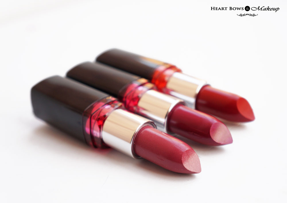 Maybelline Color Show Lipsticks Review & Swatches: Violet Fusion, Fuchsia Fantasy & Red Twilight