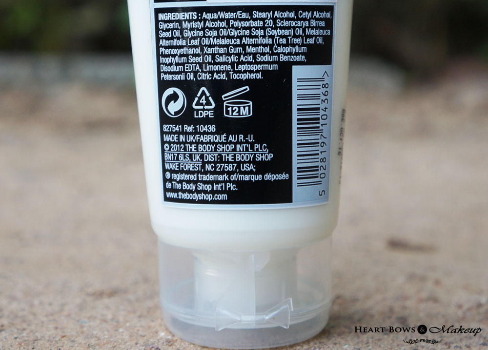 The Body Shop Tea Tree Cool & Creamy Face Wash Review & Ingredients