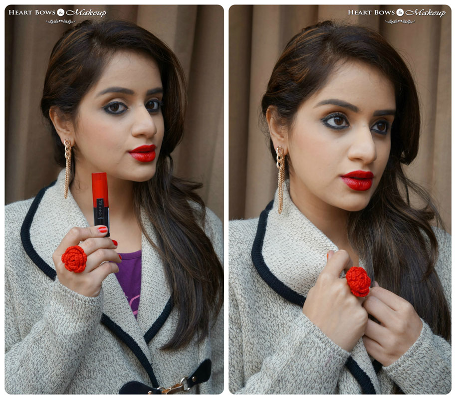 L'Oreal Infallible Lipstick Ravishing Red Review, Swatches on Indian Skin & FOTD