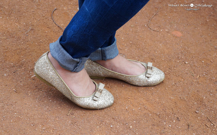 Gold Bling Ballet Flats by Pavers England