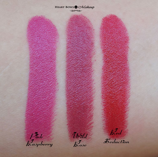Oriflame The ONE Matte Lipstick Pink Raspberry, Wild Rose & Red Seduction Swatches & Review