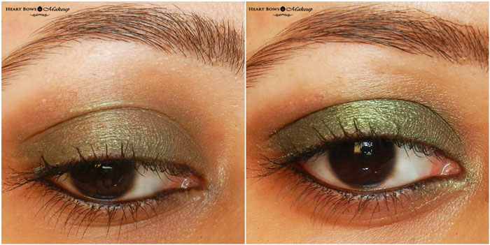 Oriflame The ONE Olive Green Colour Impact Eyeshadow Swatches, Review & Eyemakeup:The Best Cream Eyeshadow in India