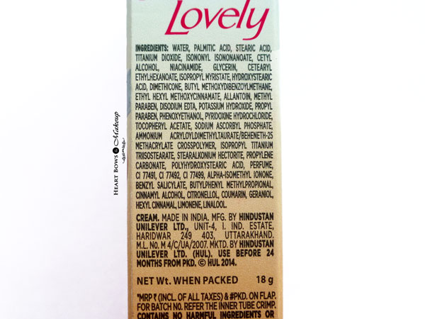  Fair & Lovely BB Cream Review Ingredients