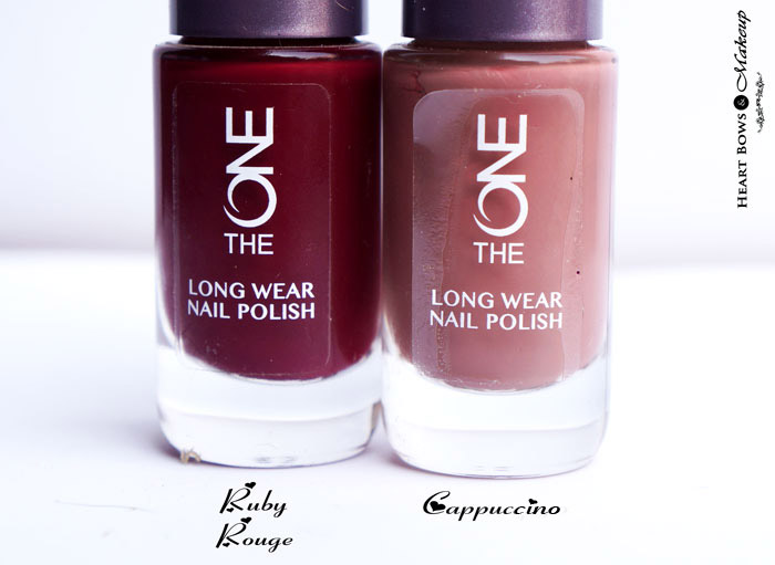 Oriflame The ONE Long Wear Nail Polish Ruby Rouge & Cappuccino Review & Swatches