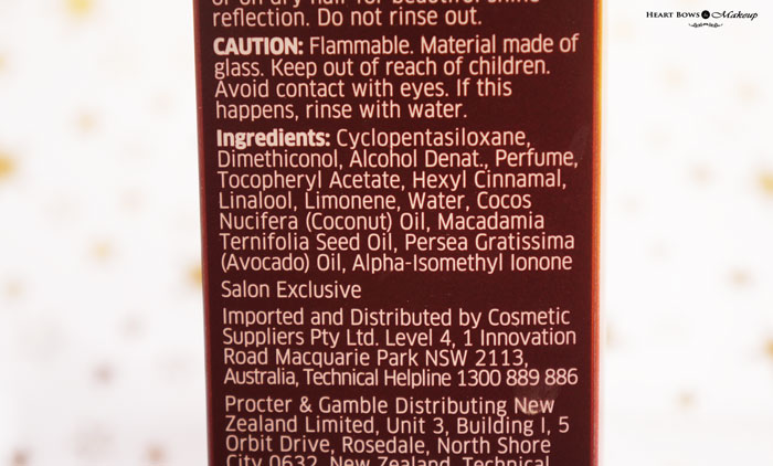 Wella Professionals Oil Reflections Smoothening Treatment Ingredients
