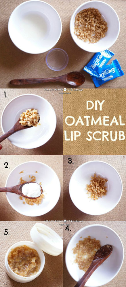 DIY Oatmeal Lip Scrub For Dry Chapped Lips Without Honey Coconut Oil Recipe