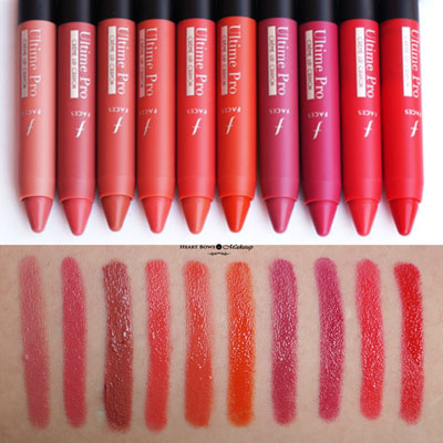 All Faces Ultime Pro Creme Lip Crayons Swatches Shades Review