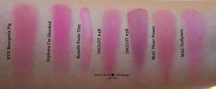 Best Pink Blushes India Fair Warm Medium Skintone Swatches Nyx Inglot Sephora Benefit Mac
