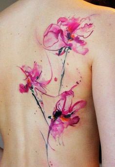 Beautiful Flower Back Tattoos Watercolor