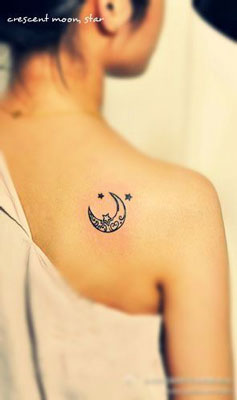 Girly Side Shoulder Tattoo Images Crescent Moon